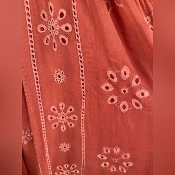 Strut & Bolt Lace Crochet Baby Doll Dress Terra Cotta Flare Sleeve LG Bohemian - Picture 5 of 13